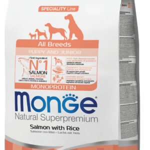 Monge - Natural Superpremium All Breeds Puppy & Junior Monoprotein Salmone con Riso (Copia)