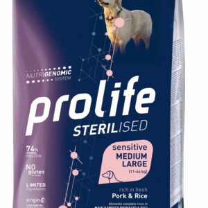 Prolife - Sterilised Sensitive Adult Pork & Rice - Medium/Large (Copia)